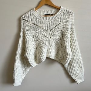 Cropped Knit Detailed Sweater